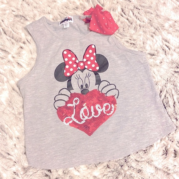 Girls Disney Minnie Mouse Polka Dot Bow sequined Tank Top - Picture 2 of 11